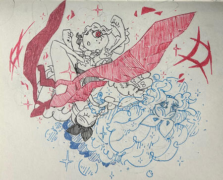 Example of a sketch with a pen outline